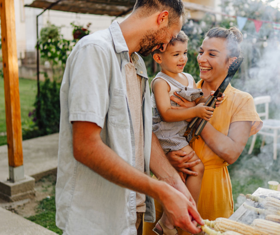 family grilling together